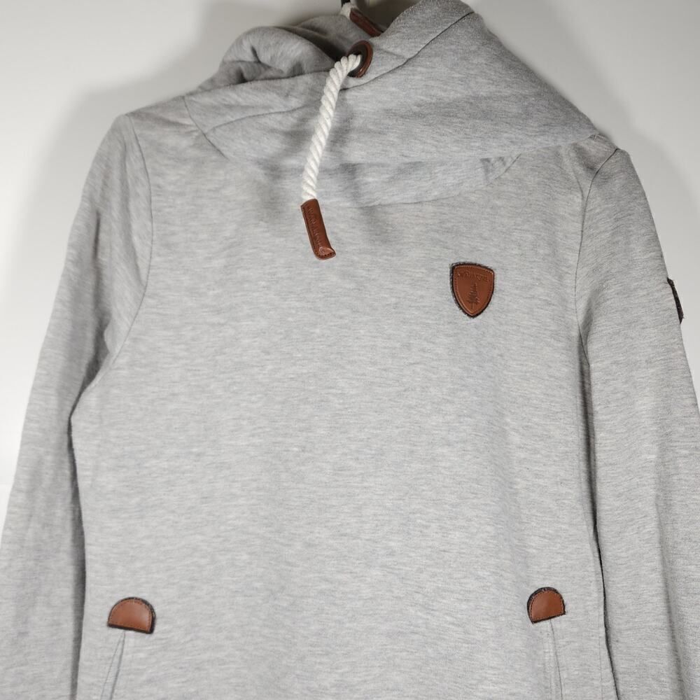 Naketano Women’s Small Darth Gray Funnel Neck Pullover Hoodie Sweatshirt - Picture 2 of 13